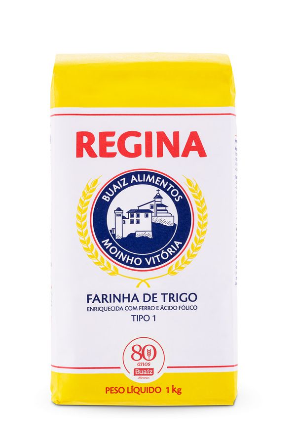 Farinha Regina com selo de 80 anos da Buaiz Alimentos