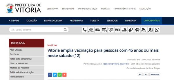 Vitória anuncia vacinação 14 minutos antes do agendamento e recebe queixas | A Gazeta