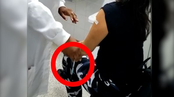 Imagem de vídeo que mostra aplicação suspeita de vacina em Vitória
