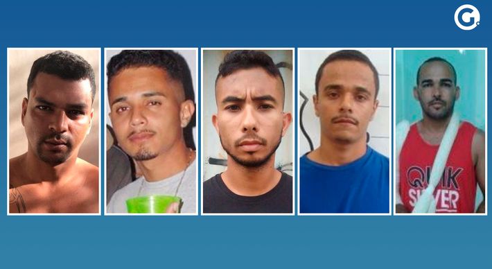 Os cinco suspeitos possuem mandados de prisão em aberto por homicídio, roubo ou tráfico de drogas na cidade e estão foragidos. População pode ajudar por meio do Disque-Denúncia 181