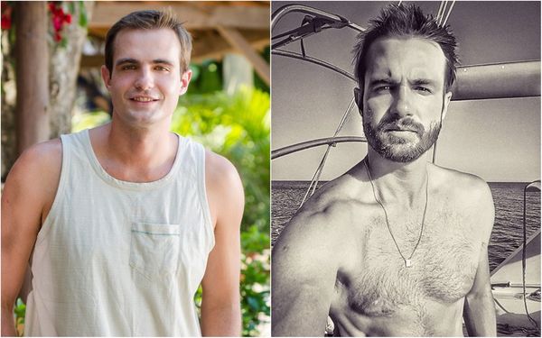 Max Fercondini como o Ciro, de 'Flor do Caribe', e em foto atual