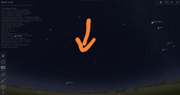 Ilustração da posição aproximada no céu onde o meteoro passou em Vila Velha