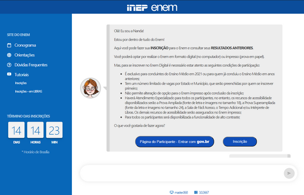 Inscrição Enem 2021