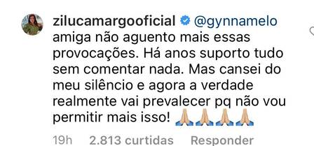 Zilu Camargo faz comentários respondendo fãs na internet e abre o jogo sobre Graciele, atual de Zezé Di Camargo