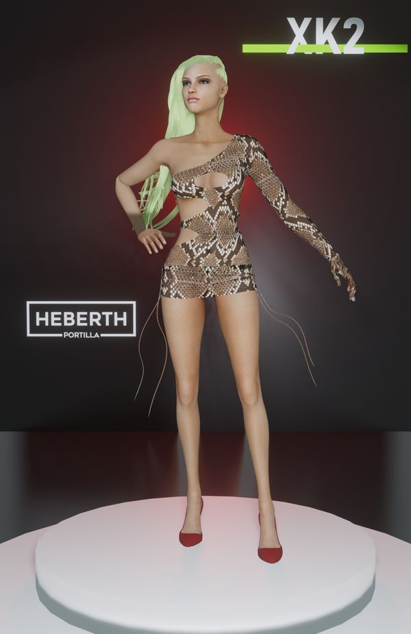 Croqui em 3D feito pelo designer Danilo Dias, da XK2, mostra como ficou o look do estilista Heberth Portilla na cantora Luísa Sonza