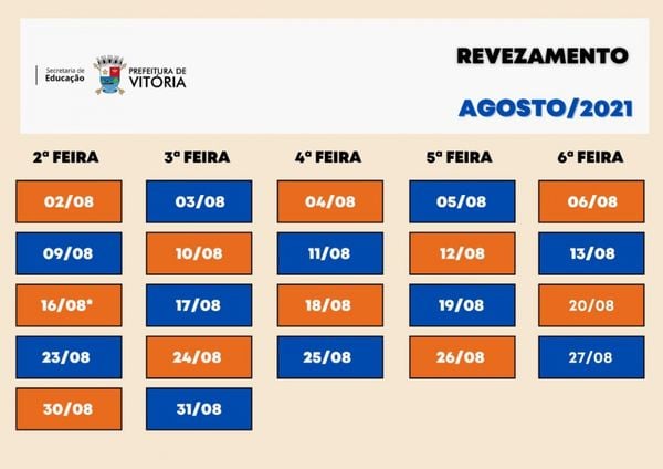 Prefeitura divulga cronograma de agosto