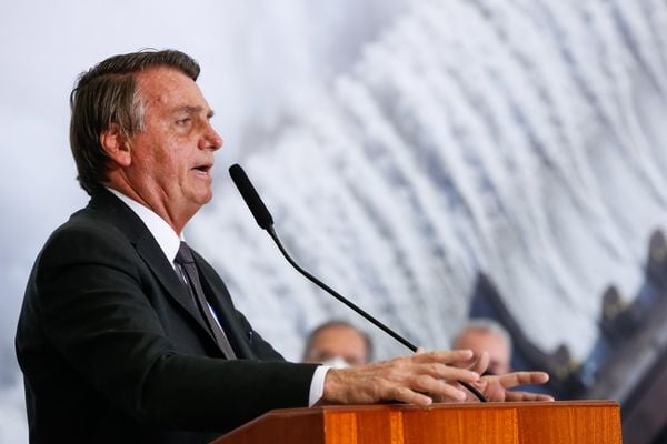 Presidente Jair Bolsonaro, em solenidade no Palácio do Planalto