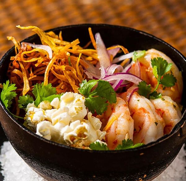 Ceviche quiteño de camarão do Soeta Restaurante