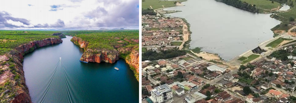 Imagens foram usadas na comparação entre Canindé de São Francisco (à esquerda) e Montanha (direita) pelo MPES