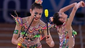 As capixabas Geovanna Santos e Déborah Medrado fazem parte da equipe de ginástica rítmica do Brasil em Tóquip