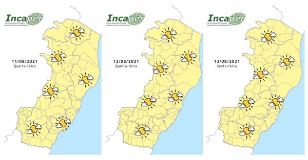 Chuva não deve chegar ao ES durante a semana