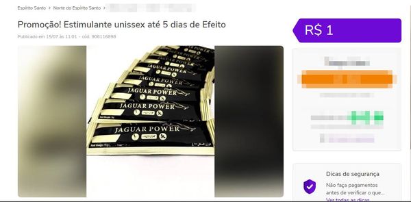 Sachês de "Melzinho do amor" são anunciados em classificados na internet no ES  por Reprodução