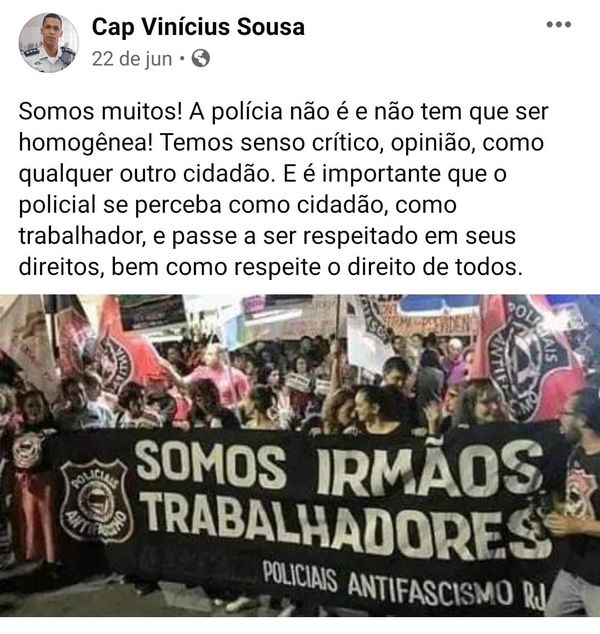 Publicação do Capitão Sousa, da PM, está sendo investigada pela Corregedoria da PM