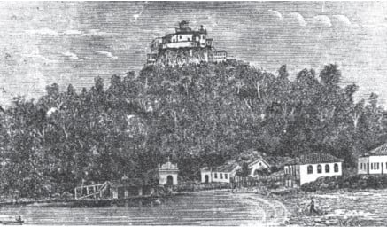 Convento da Penha. Ilustração do livro de Gomes Neto (1888),
em xilogravura do atelier artístico de Alfredo Pinheiro.