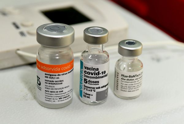 Ampola das vacinas Coronavac, AstraZeneca/Fiocruz e Cominarty/Pfizer contra a Covid-19