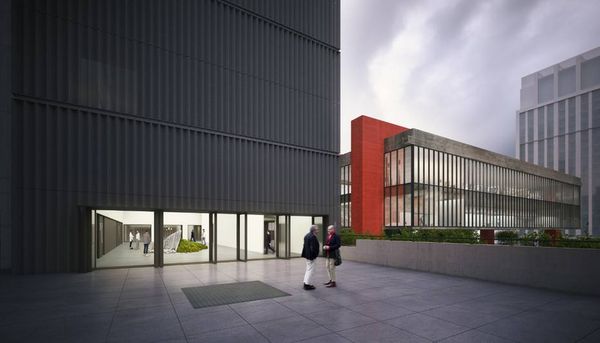 Perspectiva da expansão do Masp. Projeto utiliza o antigo edifício Dumont-Adams, vizinho ao museu, na Av. Paulista