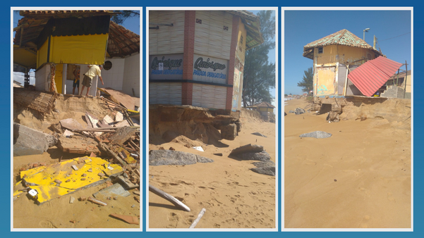 Ressaca provoca erosão e destroi quiosque em praia de Marataízes