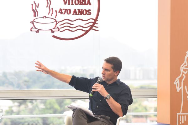 Mário Bonella. Edição do CBN Vitória comemorativa dos 25 anos da rádio e dos 470 anos de Vitória no hotel Ilha do Boi