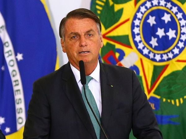 O presidente Jair Bolsonaro durante anúncio de avanços no programa federal de habitação, o Casa Verde e Amarela