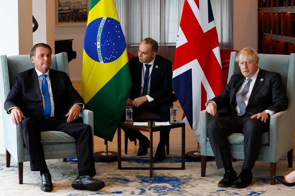 Jair Bolsonaro em encontro com Boris Johnson