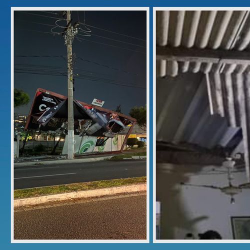 A noite desta terça-feira (21) foi marcada por intensas rajadas de ventos em vários pontos da Grande Vitória, que provocaram quedas de placas, acidente no mar e falta de energia