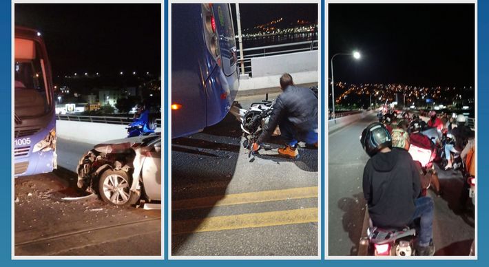 Acidente aconteceu na noite desta quinta-feira (23), na Ponte Florentino Ávidos. Motorista do carro afirmou à PM que ingeriu bebida alcoólica