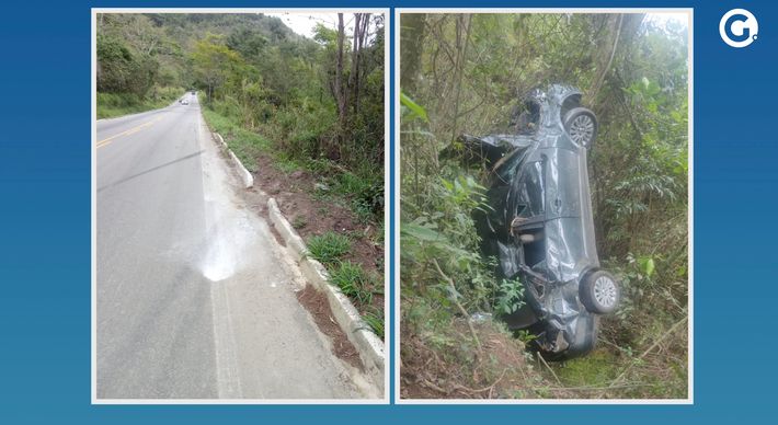 A motorista perdeu o controle do veículo, saiu da pista e caiu em uma ribanceira às margens da rodovia na manhã desta sexta-feira (24). Apesar do susto, ela não se feriu