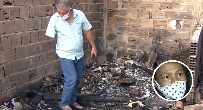 Manoel e Antônia tiveram a casa destruída pelo filho, que ateou fogo na residência em Barramares na última quarta-feira (22) após uma discussão familiar