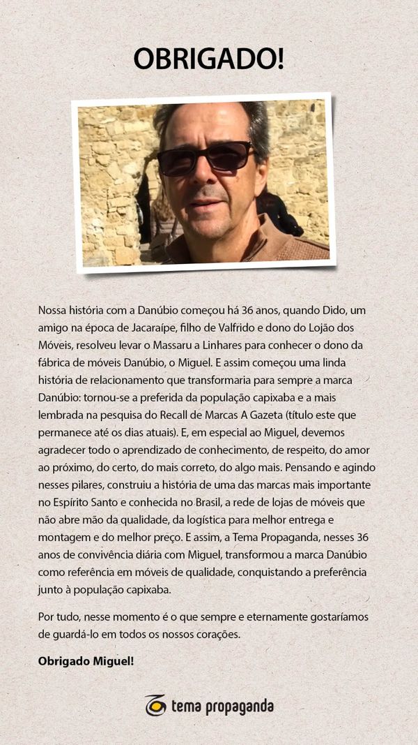 Homenagem da Tema Propaganda feita a Miguel Bassini.