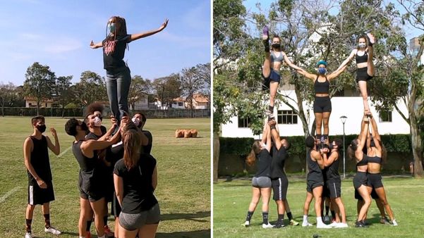 Até a repórter do Em Movimento, Elis Carvalho, se aventurou no cheerleading