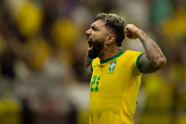 Gabigol no jogo Brasil x Uruguai na Arena da Amazônia pelas Eliminatórias da Copa do Mundo