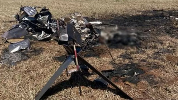 Helicóptero caiu em área descampada de fazenda próxima à Ponta Porã, no Mato Grosso do Sul