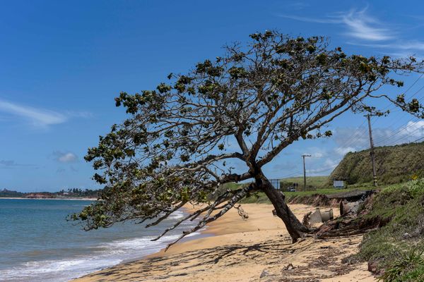 Processo de erosão na rodovia ES-060 na localidade de Meaípe em Guarapari por Vitor Jubini