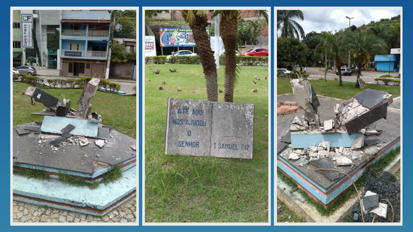 Retirada de monumento a Bíblia causa polêmica em Iúna