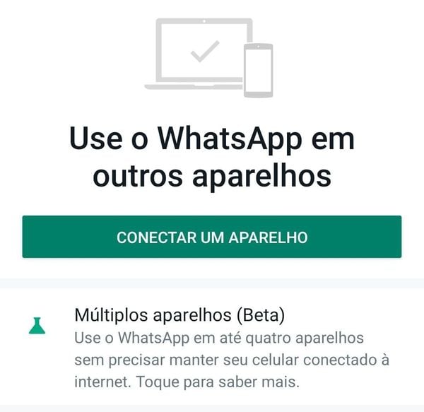 Versão beta permite utilizar conta do WhatsApp em até quatro aparelhos adicionais