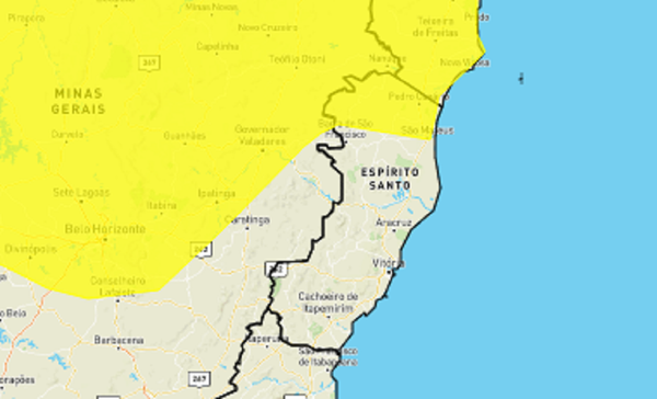 Alerta do Inmet é válido para 12 municípios da região Norte do ES