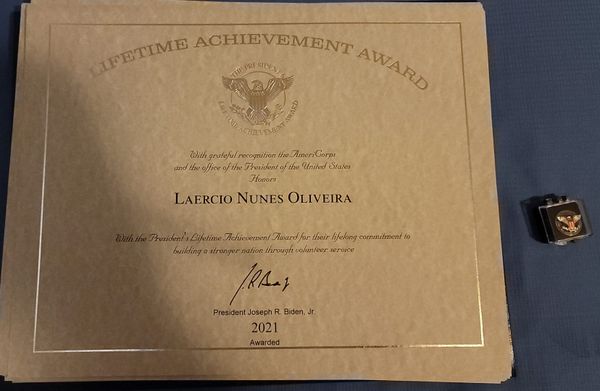 Certificado da premiação Lifetime Achievement Award