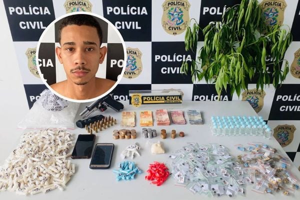 Drogas, dinheiro e arma foram encontradas na casa de Lorenzo Christian Elias Viana