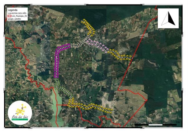 Mapa da Rota, com estradas que ligam o município à BR 101