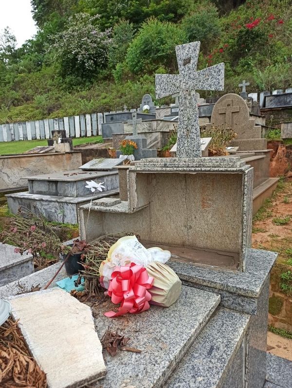 Destruição e furtos em cemitério na localidade de São João de Viçosa, em Venda Nova do Imigrante por Reprodução/ redes sociais