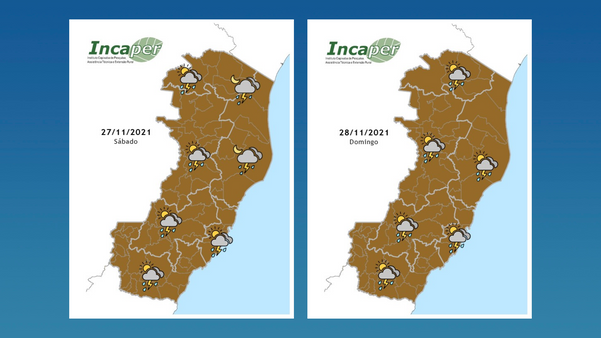 Previsão do tempo do Incaper para o ES