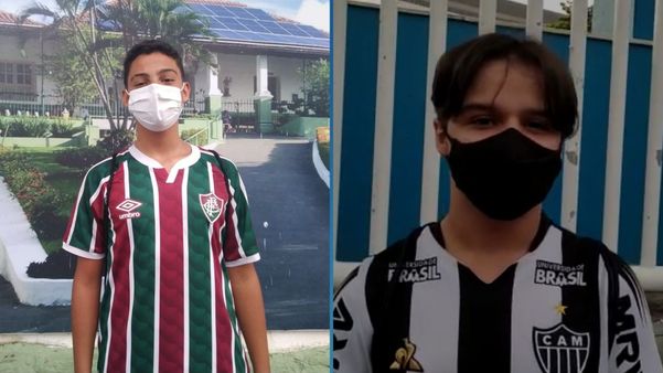 Enem 2021: Franco França, de 16 anos, torcedor do Fluminense, e Davi Mendes Silveira, de 15 anos, que torce para o Galo