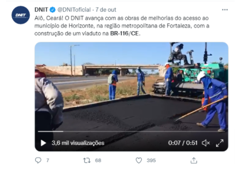 Passando a Limpo: Post viral tem fotos reais de obra do governo federal na BR 116 no Ceará