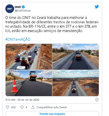 Passando a Limpo: Post viral tem fotos reais de obra do governo federal na BR 116 no Ceará