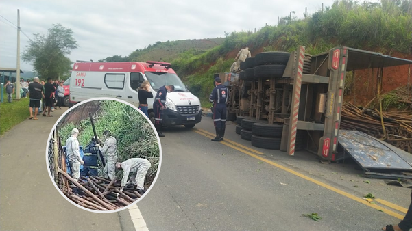 Motorista de carreta fica preso às ferragens em acidente em Colatina