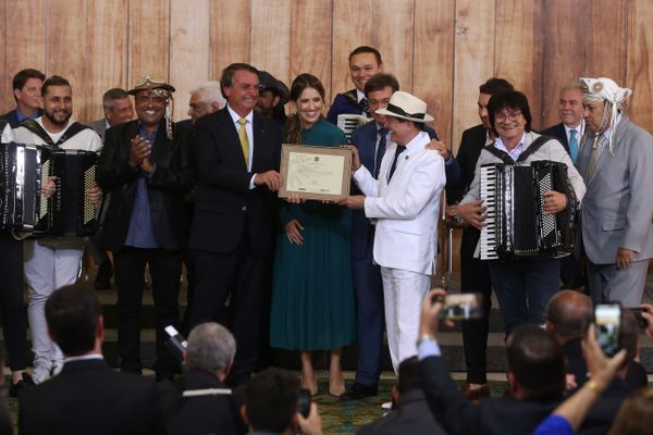 O presidente Jair Bolsonaro participa da comemoração do Dia do Forró, no Palácio do Planalto