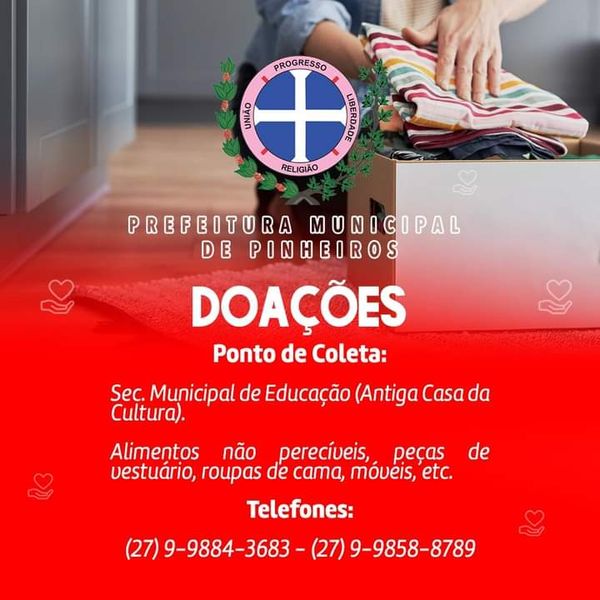 Informações para doações para Pinheiros