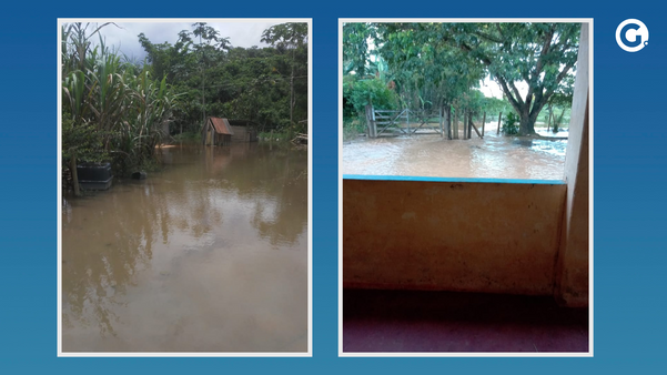 À esquerda, enchente na comunidade de Brejo Grande; à direita, cheia do Rio Doce no distrito de Povoação. Ambos em Linhares