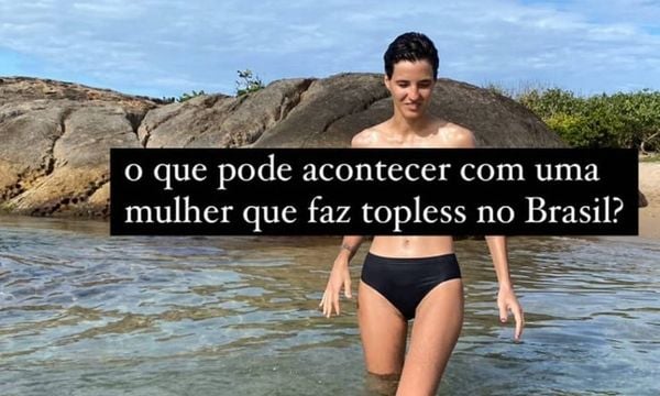 Beatriz Coelho, ex-namorada de Camila Pitanga para em delegacia do ES após fazer topless