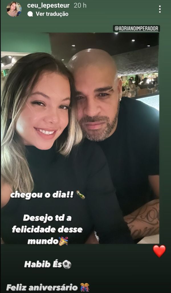 Adriano Imperador vive romance com Céu Oliveira